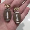 Football Earring with Bow Post - Image 2