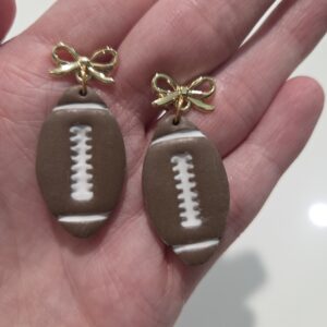 Football Earring with Bow Post
