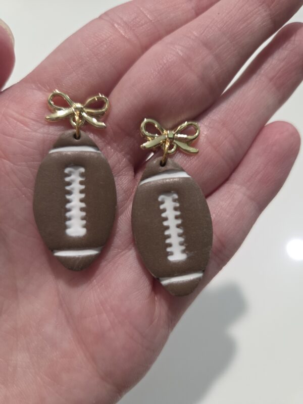 Football Earring with Bow Post