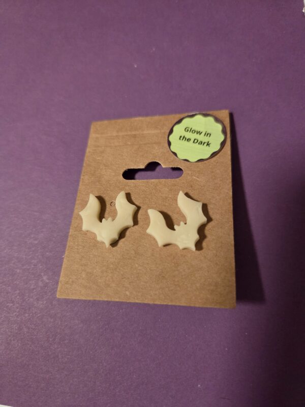 Glow In the Dark Bat Stud Earrings - Image 2